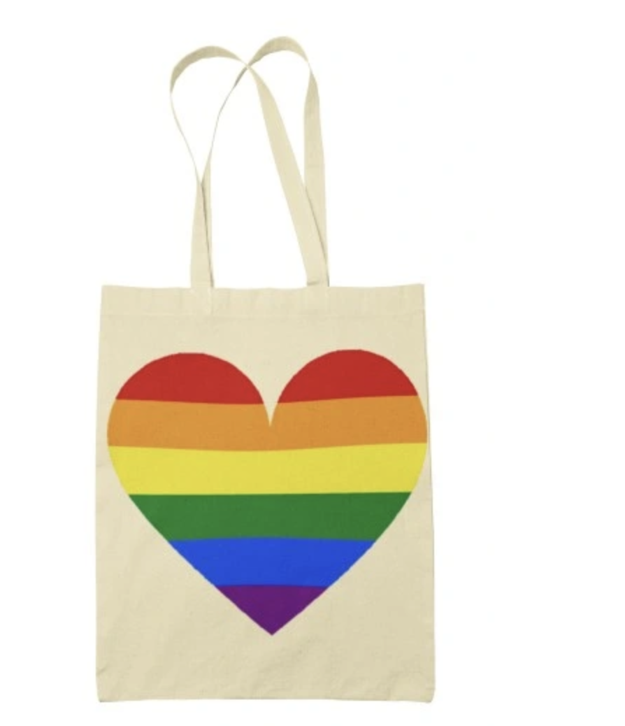 Torba materiałowa kremowa Shopper na ramie LGBT pride tęcza