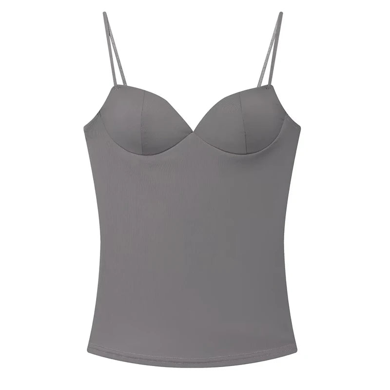 Gorsetowy Top Damski Crop na Ramiączkach – Brązowy Bustier Bodycon Backless
