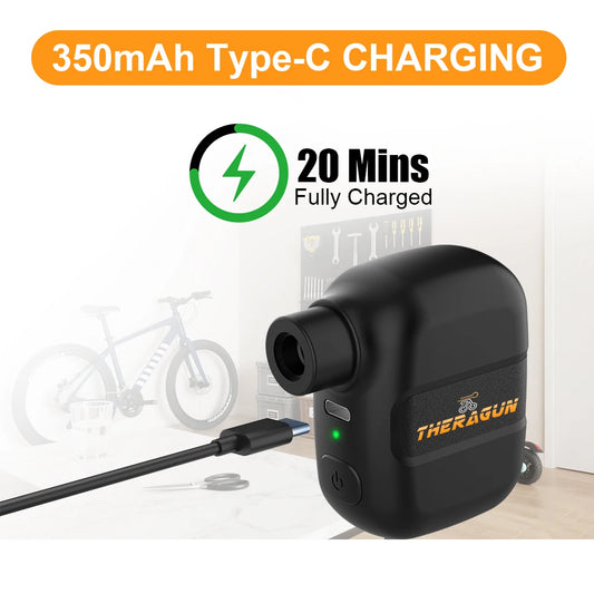 Mini Portable Bicycle Pump Rechargeable Electric Air Inflator 100PSI 5V Type-C Bike Accessories for Bike Schrader Presta Tires.