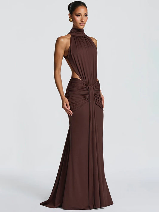 Długa Sukienka Wieczorowa Bodycon z Odkrytymi Plecami – Elegancka Maxi na Imprezę