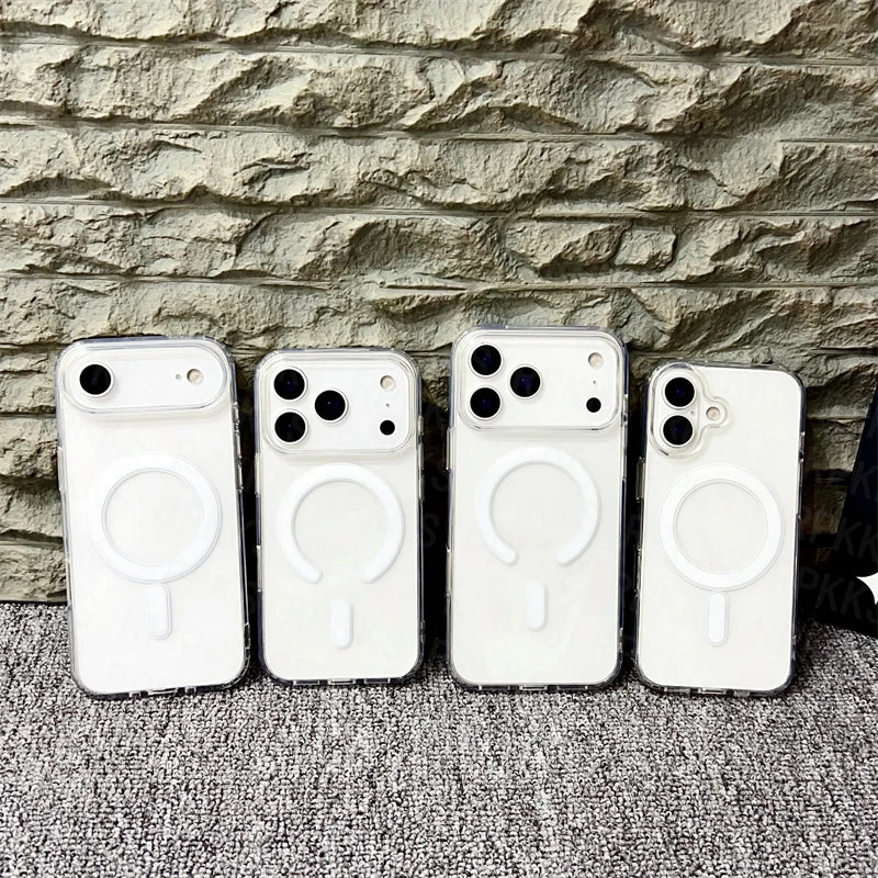 Przezroczyste etui MagSafe do iPhone 17 / Air / 16 / 15 / 14 / 13 / 12 / 11 Pro Max Plus Mini – magnetyczne, bezprzewodowe ładowanie