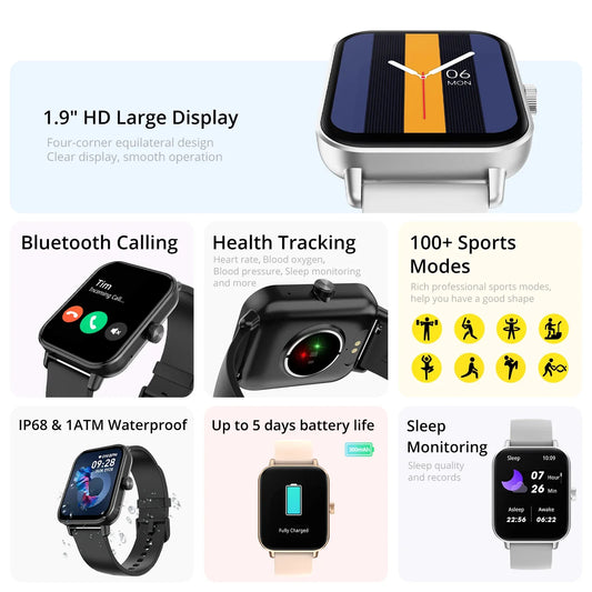 Smartwatch COLMI P81 z rozmowami Bluetooth, monitorem zdrowia 24H i 100+ trybami sportowymi