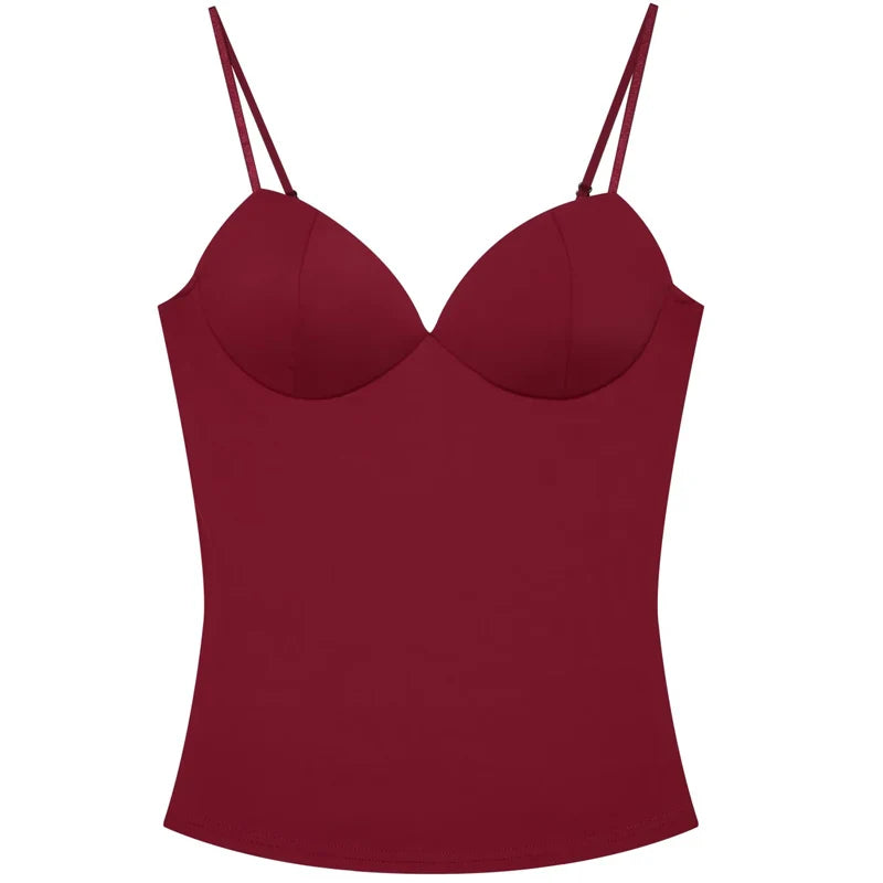Bordowy Top Gorsetowy Damski Bustier – Elegancki Camisole z Odkrytymi Plecami