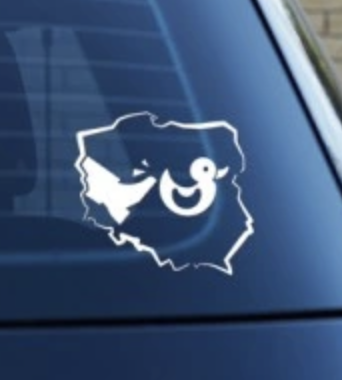 NAKLEJKA CZARNA NA AUTO ANTY PIS Z NADRUKIEM "WYKOP KACZKĘ"