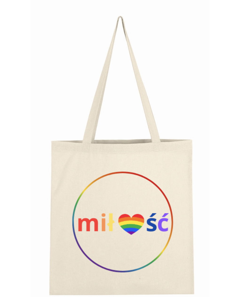 Torba materiałowa kremowa Shopper na ramie LGBT MIŁOŚĆ