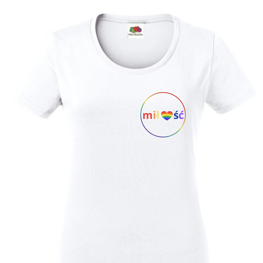 T-shirt / koszulka MIŁOŚĆ LGBT damska – biała