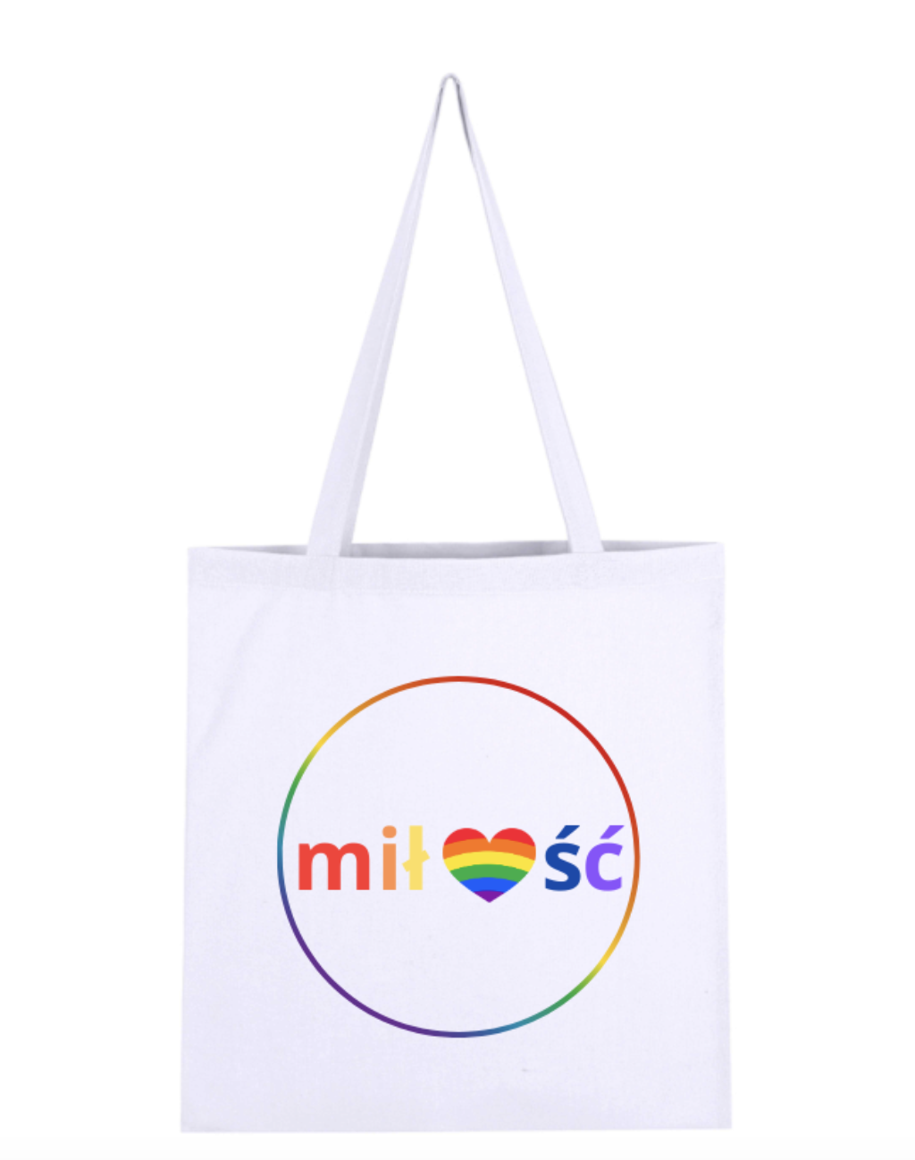 Torba materiałowa biała Shopper na ramie MIŁOŚĆ LGBT