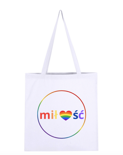 Torba materiałowa biała Shopper na ramie MIŁOŚĆ LGBT