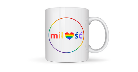 KUBEK biały 330ml MIŁOŚĆ LGBT