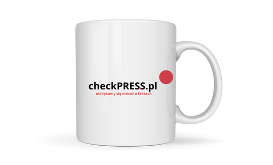 Biały kubek 330 ml z logo checkPRESS.pl