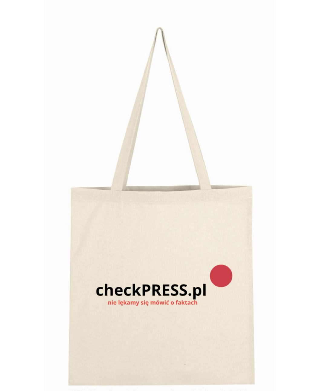Torba SHOPPER z napisem logo checkPRESS.pl unisex – beżowa