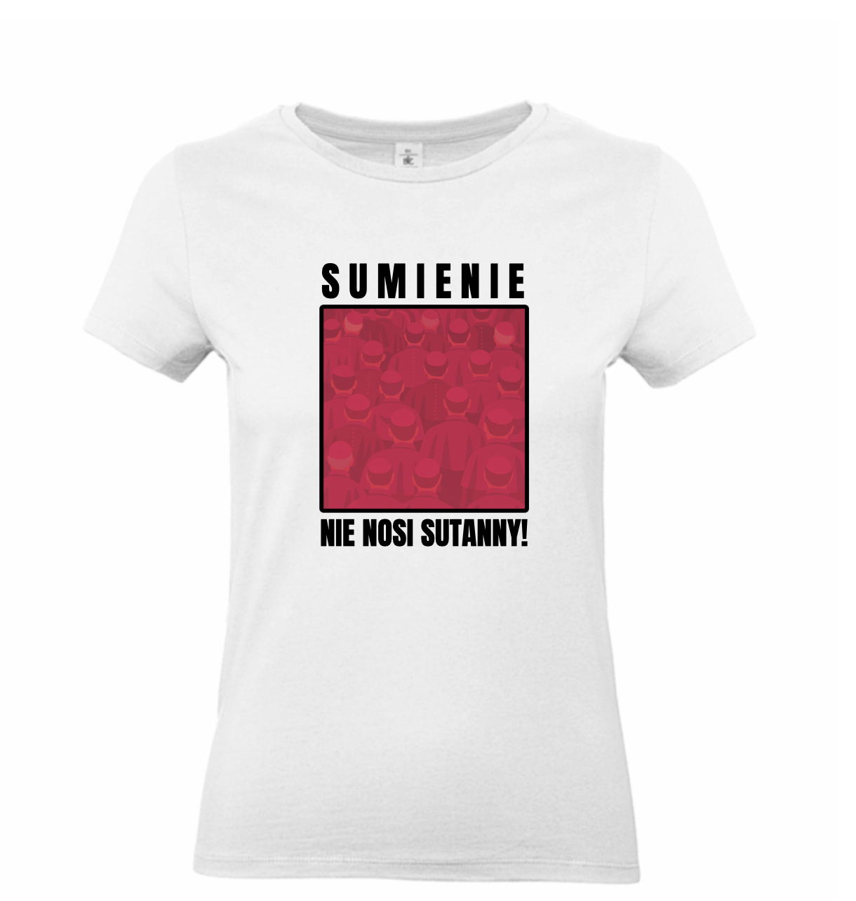T-shirt / koszulka damska z napisem SUMIENIE NIE NOSI SUTANNY – biała
