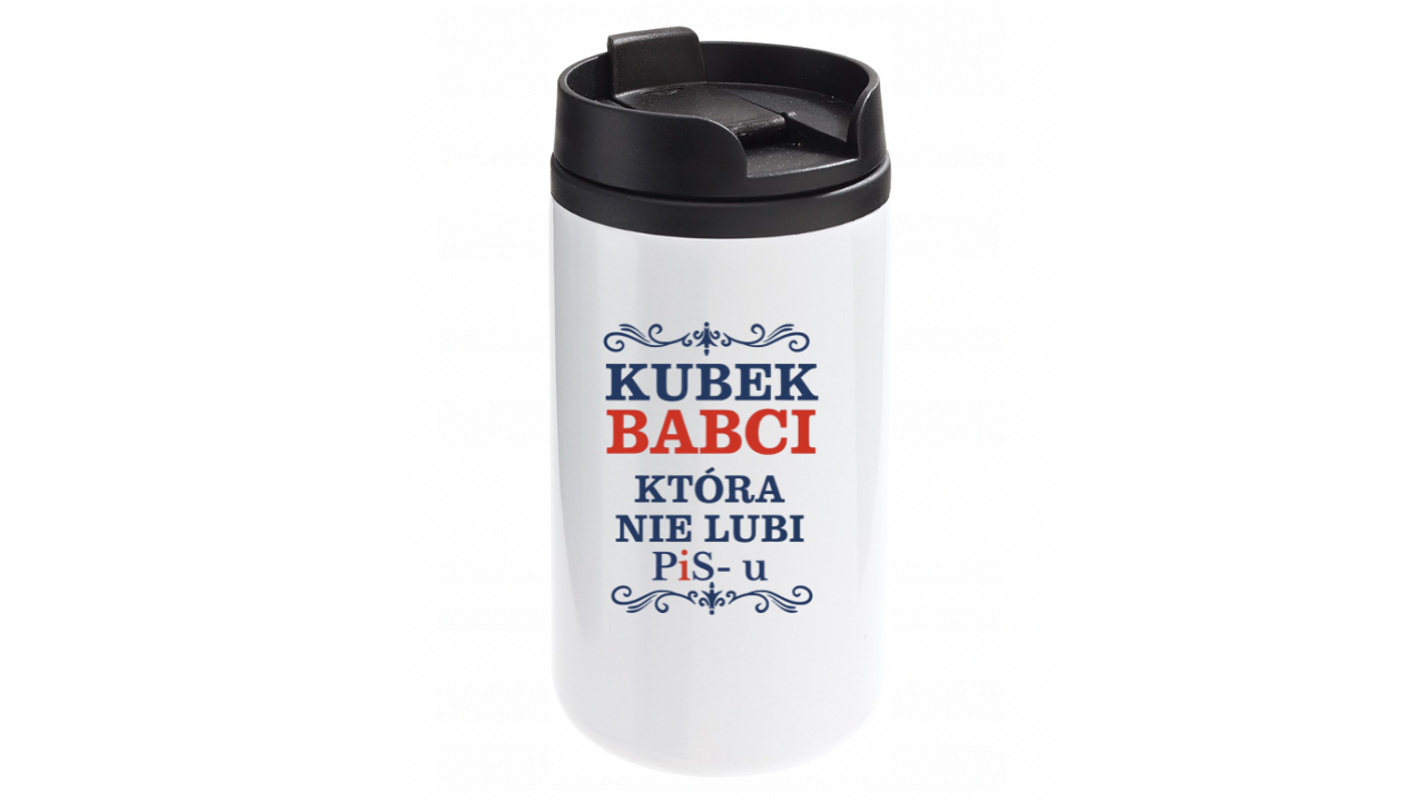Kubek termiczny – TERMOS "Babia, która nie lubi PiS" z nadrukiem