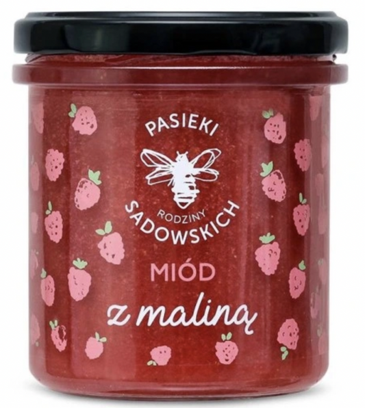 MIÓD WIELOKWIATOWY Z MALINĄ 430G – NATURALNY POLSKI MIÓD