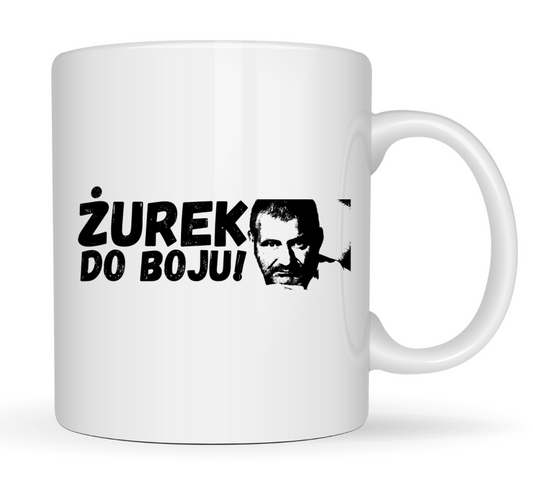 KUBEK BIAŁY Z NADRUKIEM "ŻUREK DO BOJU"!