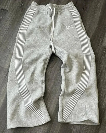 Spodnie Dresowe w Paski Unisex Jogging – Luźne Harajuku HipHop Streetwear