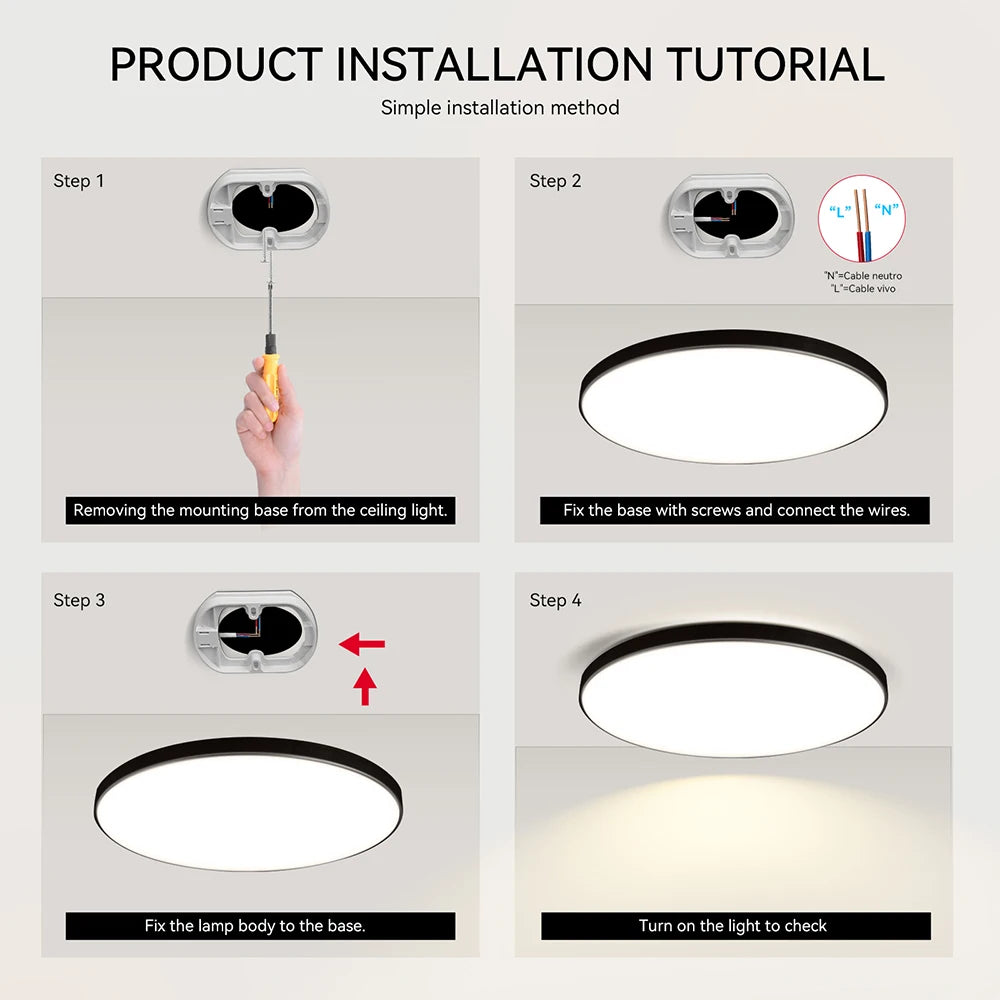 Lampa sufitowa LED 15W-50W | Plafon do kuchni, salonu, sypialni | 3000K/4000K/6500K | 220V