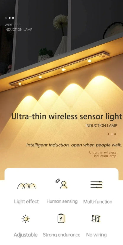 Lampka LED pod szafkę z czujnikiem ruchu – ładowanie USB-C, 3 barwy, przyciemnianie, 20/30/40/50 cm