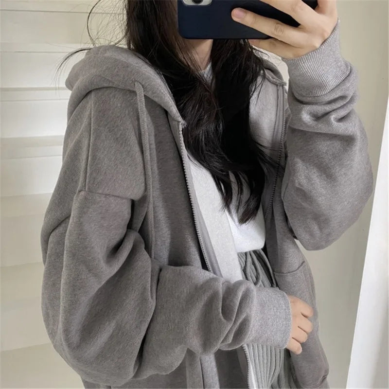 Bluza Kurtka Damska z Zamkiem Y2K Harajuku – Koreański Streetwear Jesień