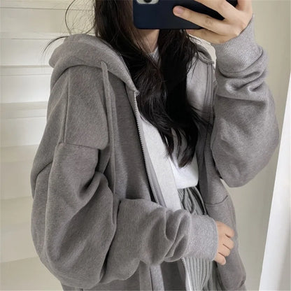 Bluza Kurtka Damska z Zamkiem Y2K Harajuku – Koreański Streetwear Jesień