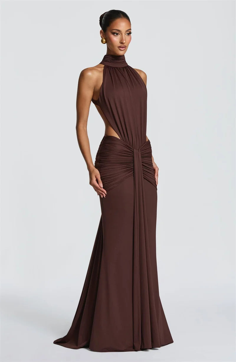 Długa Sukienka Wieczorowa Bodycon z Odkrytymi Plecami – Elegancka Maxi na Imprezę