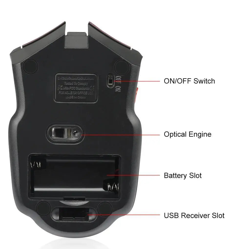 Mysz bezprzewodowa 2.4G 1600DPI 6 przycisków USB do PC i laptopa