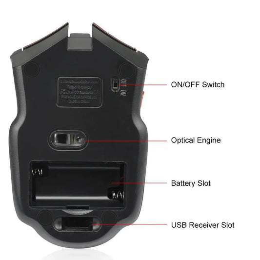 Mysz bezprzewodowa 2.4G 1600DPI 6 przycisków USB do PC i laptopa