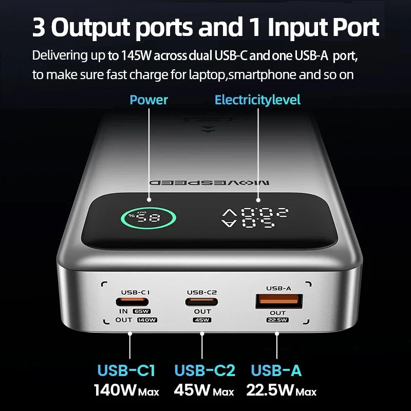 MOVESPEED M25Pro 25000mAh Power Bank 140W USB-C