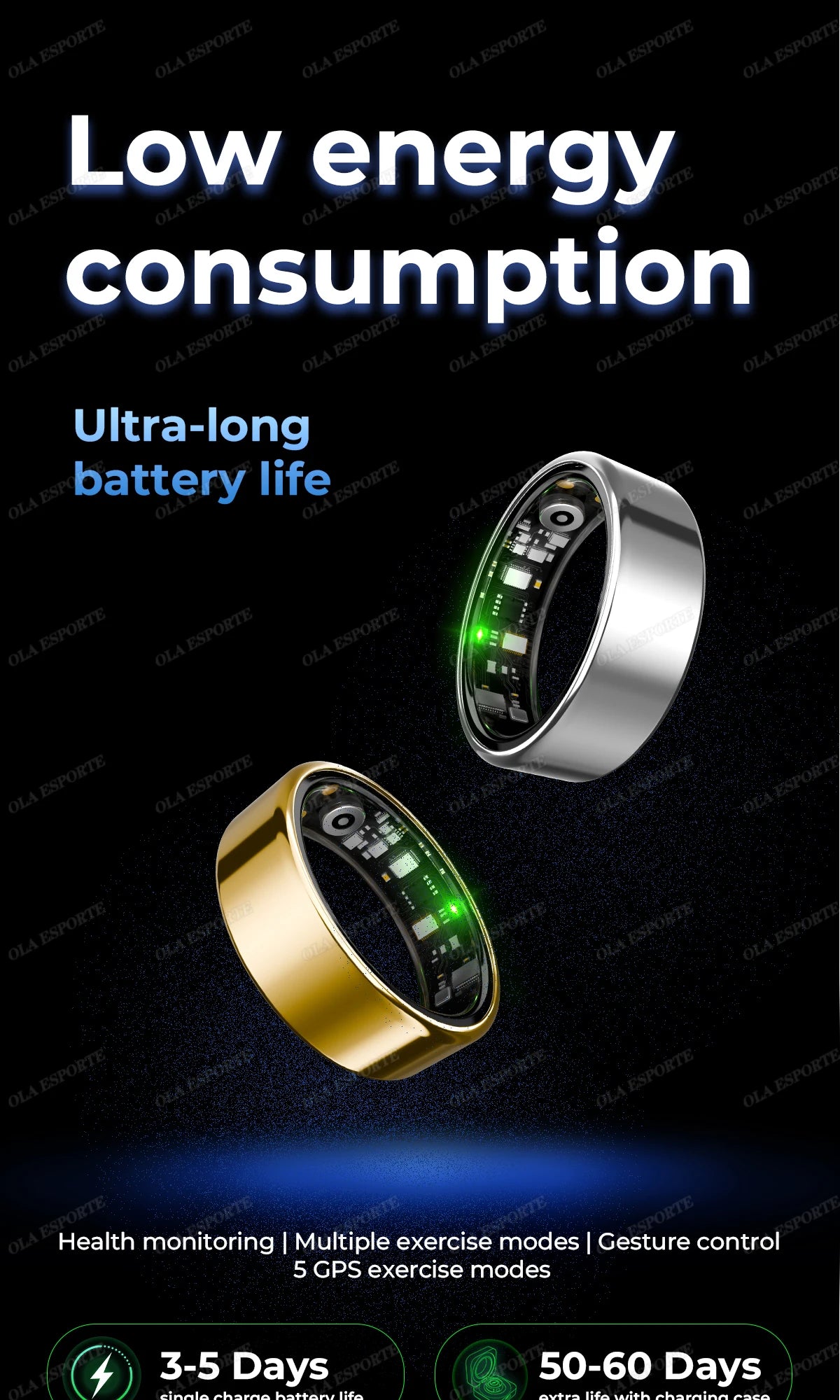 Smartring R09 – Pierścień Smart z Etui | Tętno, SpO2, Temperatura | 5ATM | Android iOS