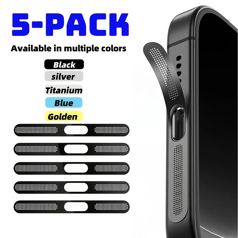 Siateczka przeciwkurzowa do iPhone 12 13 14 15 16 Pro – metalowa ochrona głośnika słuchawkowego (5 szt.)