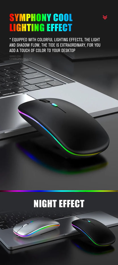 Mysz bezprzewodowa Bluetooth 5.0 + 2.4GHz USB RGB | 1600 DPI | Tryb Dual Mode | HXSJ