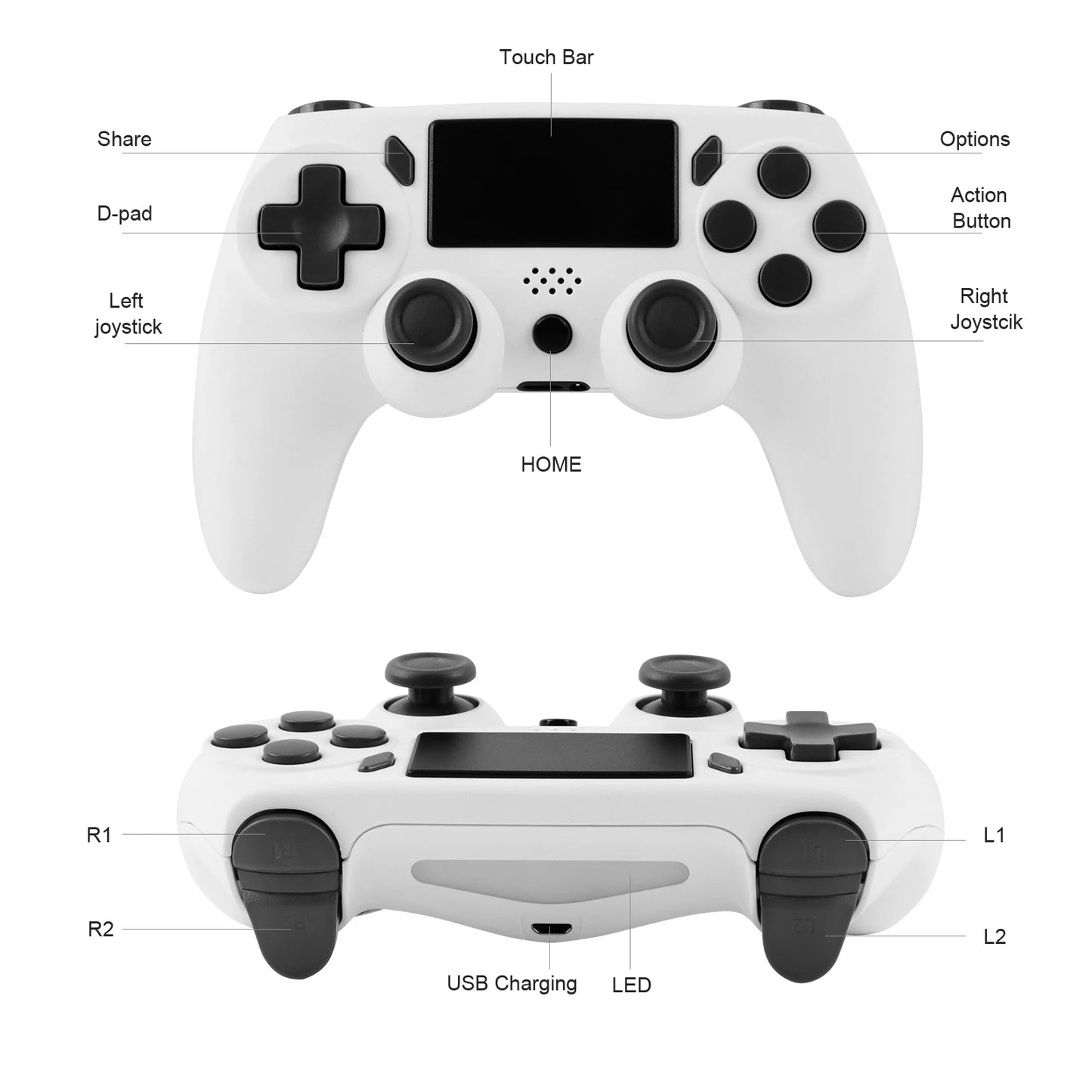 Pad bezprzewodowy GAMINJA P47 do PS4 PS3 PC – żyroskop 6-osiowy, touchpad, podwójne wibracje