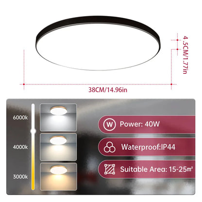 Plafon LED 18W/30W/40W IP44 do łazienki, kuchni i salonu – zimna, neutralna i ciepła biel