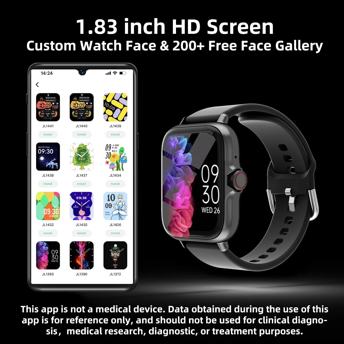 Smartwatch DESERTCAT 1.83'' – Rozmowy, Powiadomienia, Monitor Snu i Sportu