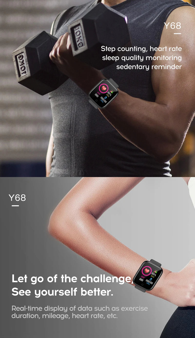 Smartwatch Damski Męski CHAOGENB Y68 – Monitorowanie Snu, Tętna i Aktywności