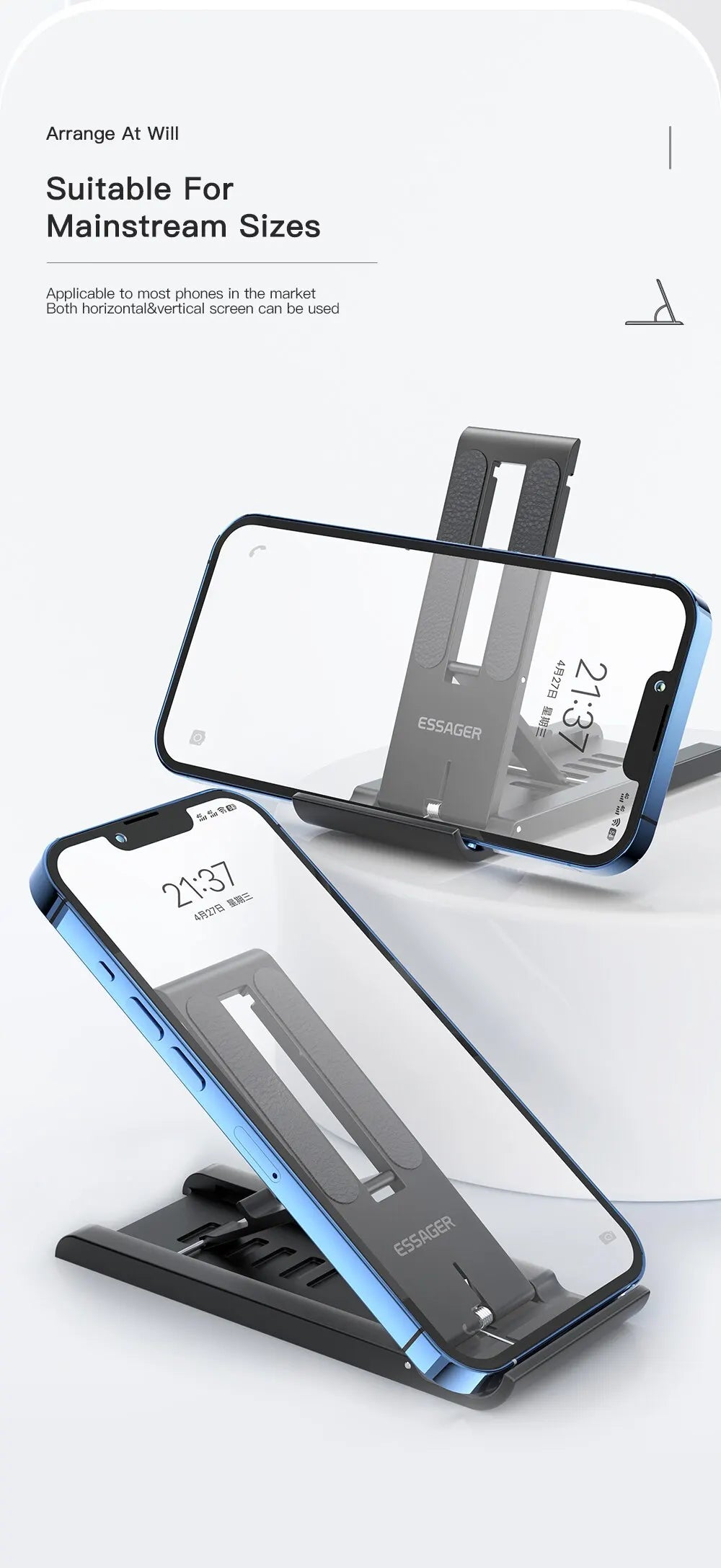 Składany uchwyt na telefon i tablet do biurka Essager – podstawka na iPhone, iPad, Xiaomi