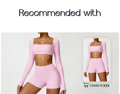 Sportowy Crop Top Damski z Kwadratowym Dekoltem – Szybkoschnący do Jogi i Siłowni
