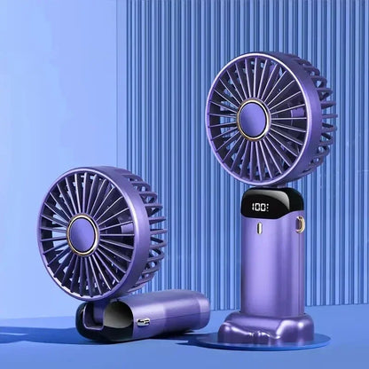 Wentylator ręczny USB z wyświetlaczem LED 5 prędkości 90° aromaterapia klips