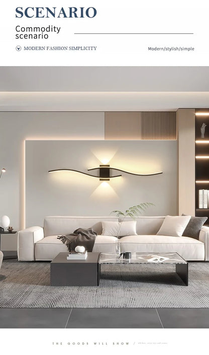 Kinkiet LED Ścienny Aluminiowy 12-18W Salon Sypialnia TV 60-80cm Czarny