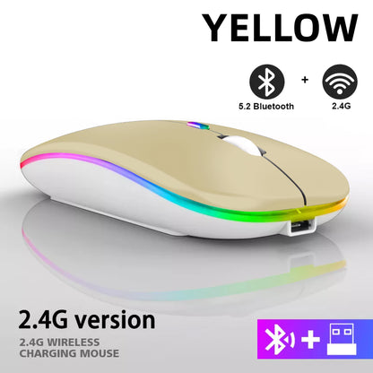 Mysz bezprzewodowa Bluetooth 5.0 + 2.4GHz USB RGB | 1600 DPI | Tryb Dual Mode | HXSJ