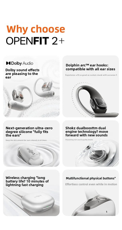 Shokz OpenFit 2+ słuchawki open-ear z Dolby Audio