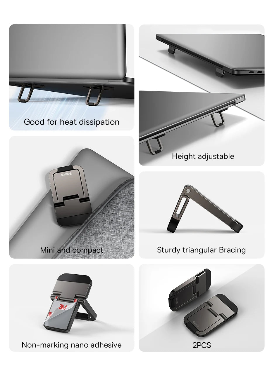 Baseus Składana Podstawka pod Laptopa Aluminiowa - Regulowana Wysokość, Para