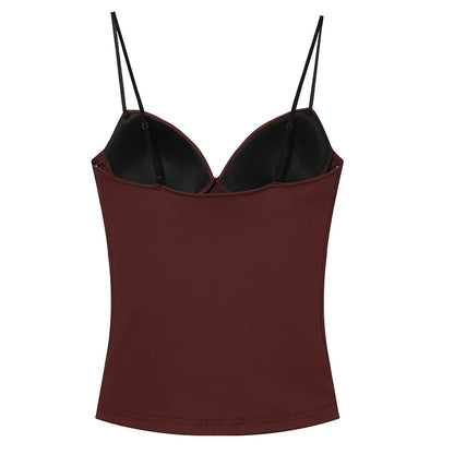 Gorsetowy Top Damski Crop na Ramiączkach – Brązowy Bustier Bodycon Backless