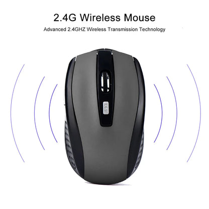 Mysz bezprzewodowa 2.4G optyczna 1200 DPI 6 przycisków cicha USB do PC Mac laptop
