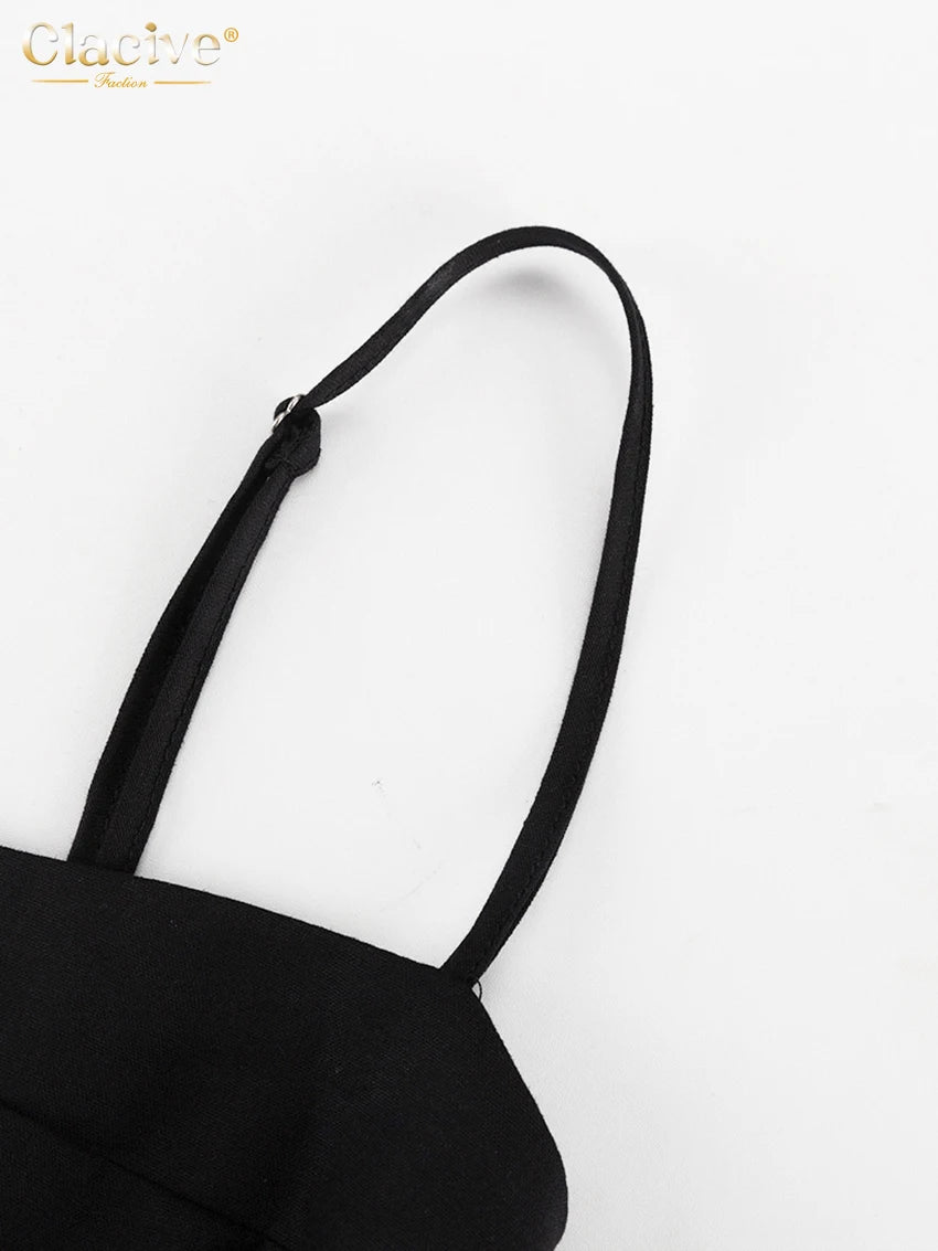 Czarna Bawełniana Sukienka Maxi na Ramiączkach z Wycięciami – Luźna Elegancka