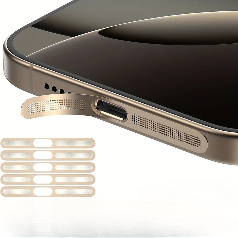 Siateczka przeciwkurzowa do iPhone 12 13 14 15 16 Pro – metalowa ochrona głośnika słuchawkowego (5 szt.)