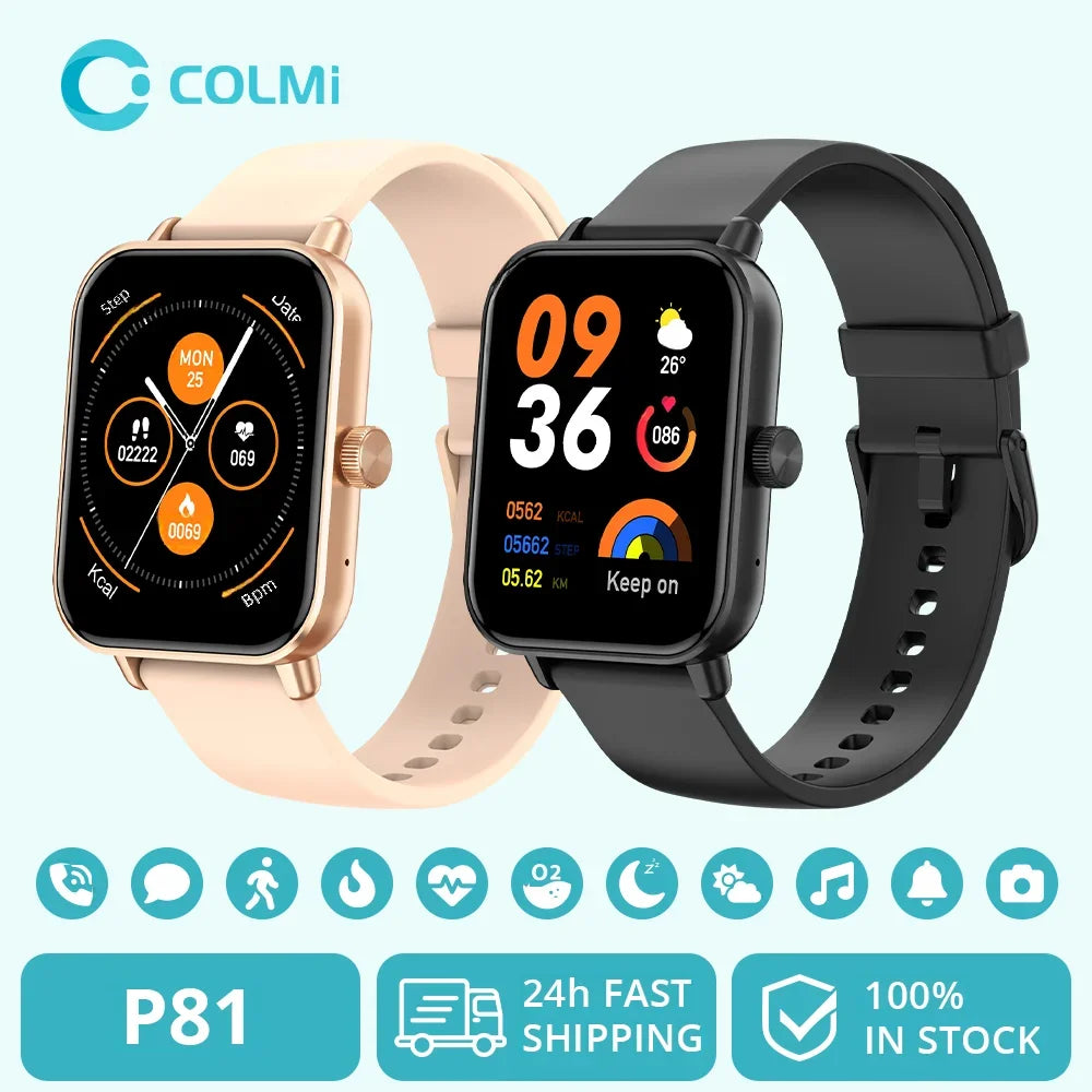 Smartwatch COLMI P81 z rozmowami Bluetooth, monitorem zdrowia 24H i 100+ trybami sportowymi