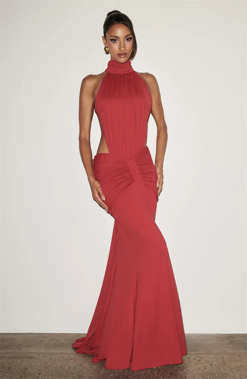 Długa Sukienka Wieczorowa Bodycon z Odkrytymi Plecami – Elegancka Maxi na Imprezę