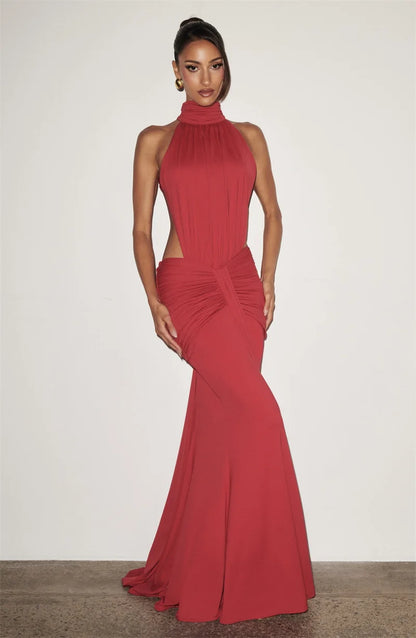 Długa Sukienka Wieczorowa Bodycon z Odkrytymi Plecami – Elegancka Maxi na Imprezę