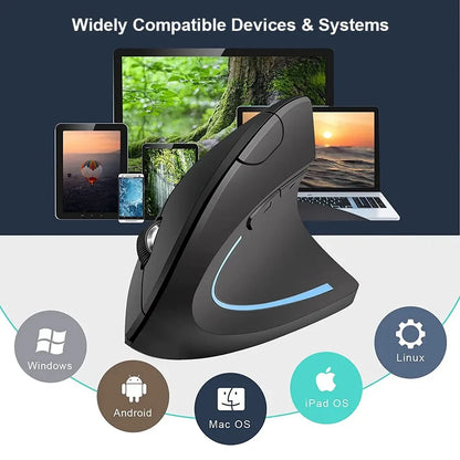 Pionowa Mysz Bezprzewodowa Ergonomiczna 2.4GHz 6 Przycisków DPI 800/1200/1600 do Laptopa PC